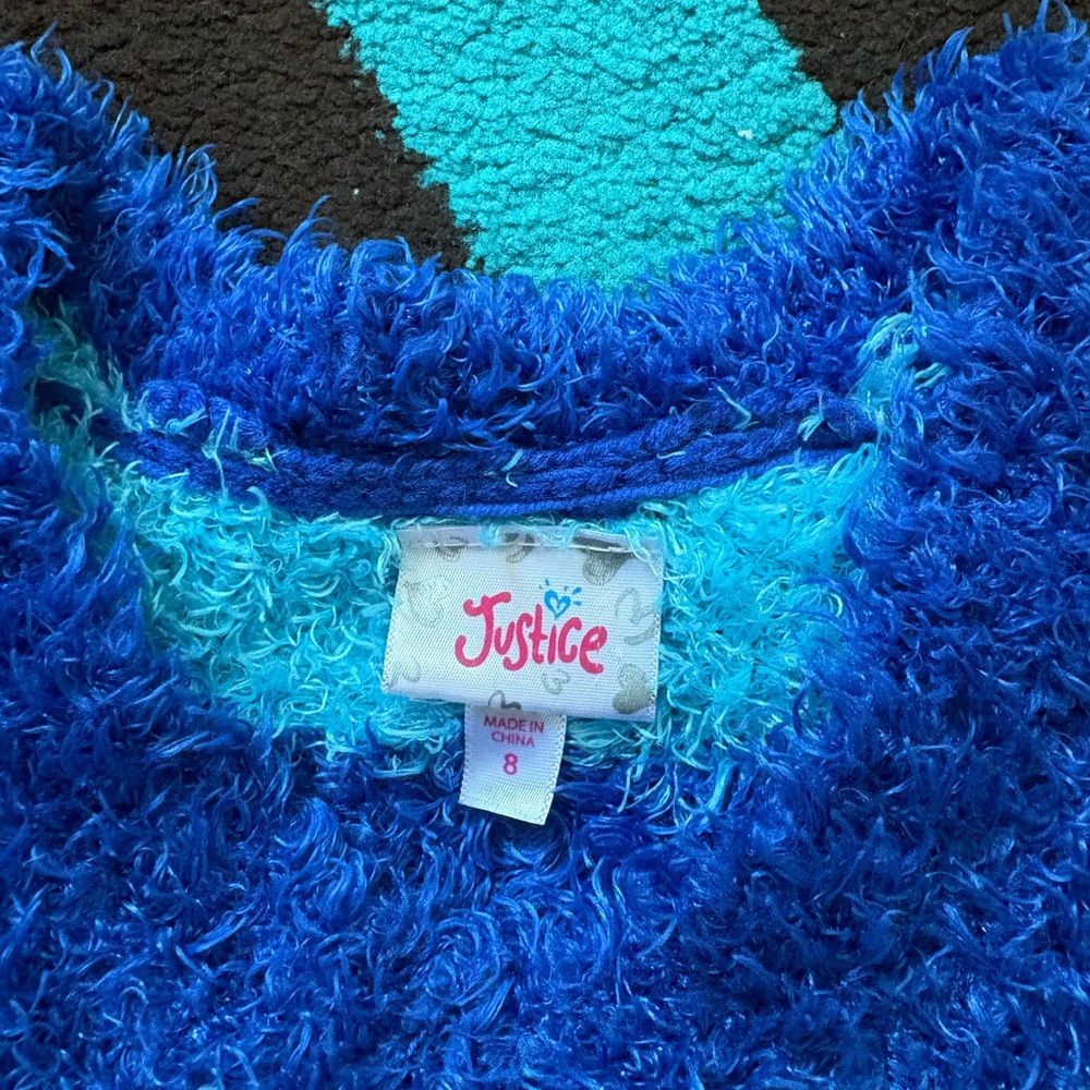 Justice Fuzzy Blue Top - Picture 2 of 4